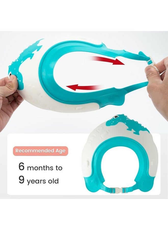 Agirlvct - - 1 Pack Baby Shower Cap For Kids Hair Washing Shield Toddler Bath Hat Baby Shower Visor Baby Shampoo Cap Head Protector Cute Dinosaur Shape Makes Baby Bath More Fun - Blue - Image 1