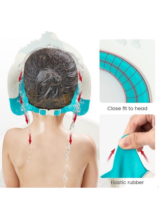 Agirlvct - - 1 Pack Baby Shower Cap For Kids Hair Washing Shield Toddler Bath Hat Baby Shower Visor Baby Shampoo Cap Head Protector Cute Dinosaur Shape Makes Baby Bath More Fun - Blue - Image 1