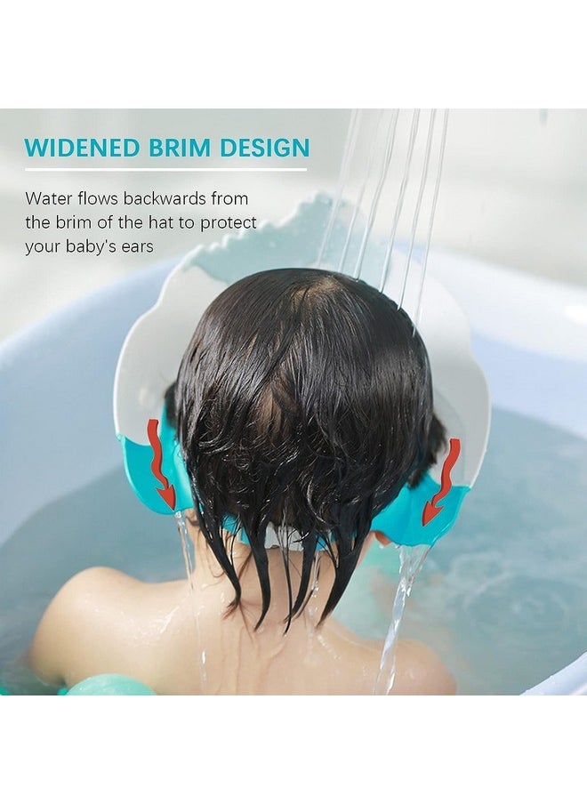 Agirlvct - - 1 Pack Baby Shower Cap For Kids Hair Washing Shield Toddler Bath Hat Baby Shower Visor Baby Shampoo Cap Head Protector Cute Dinosaur Shape Makes Baby Bath More Fun - Blue - Image 1