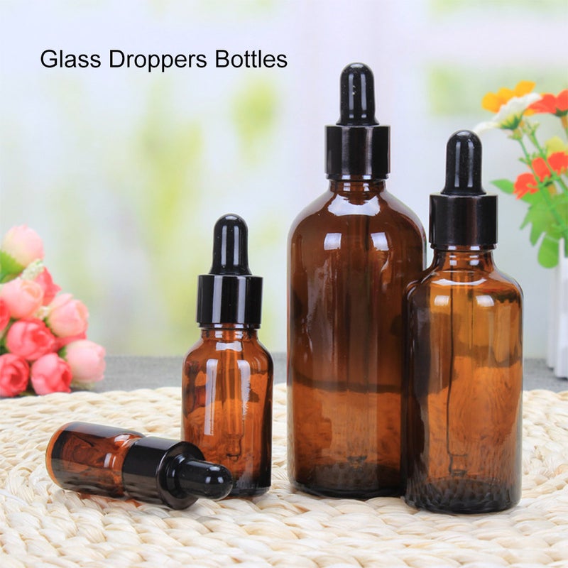 Tan Glass Dropper Bottle Travel Bottle Refillable Container for Essential Oil with GLASS Pipettes for Cosmetics Perfume - Image 3