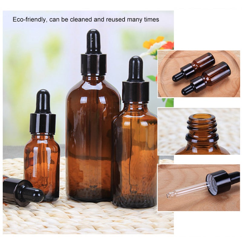 Tan Glass Dropper Bottle Travel Bottle Refillable Container for Essential Oil with GLASS Pipettes for Cosmetics Perfume - Image 4