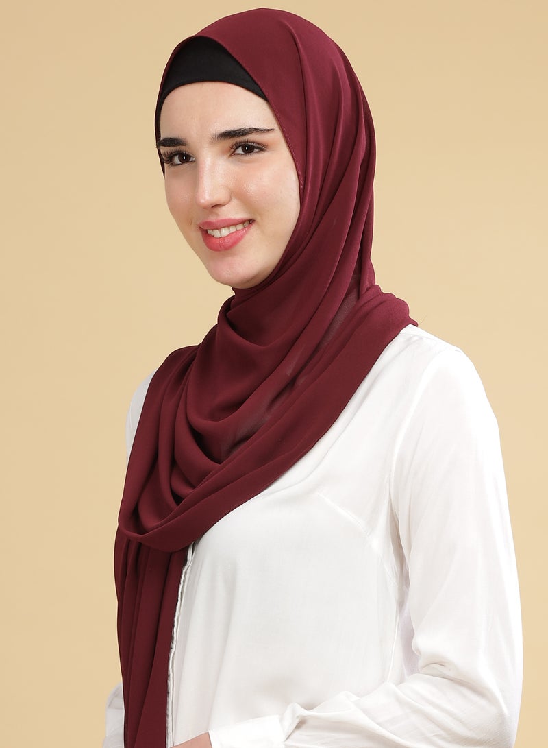 Moja Premium Georgette Hijab - Dark Maroon - Image 3