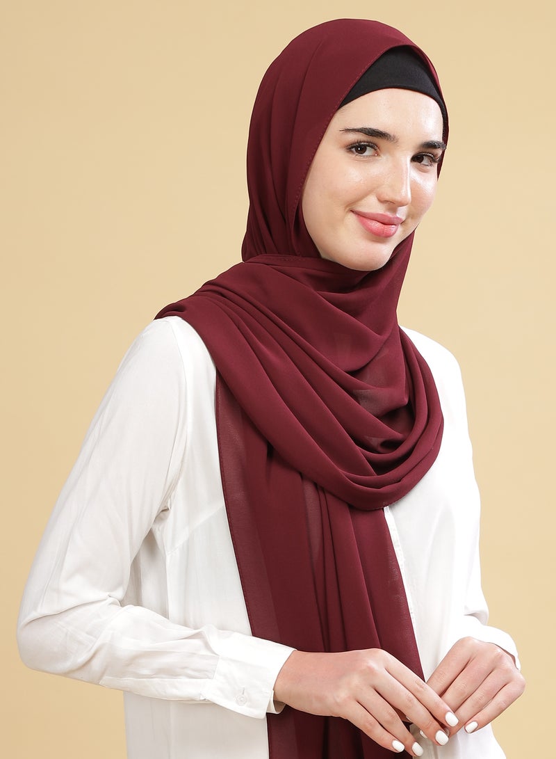 Moja Premium Georgette Hijab - Dark Maroon - Image 4