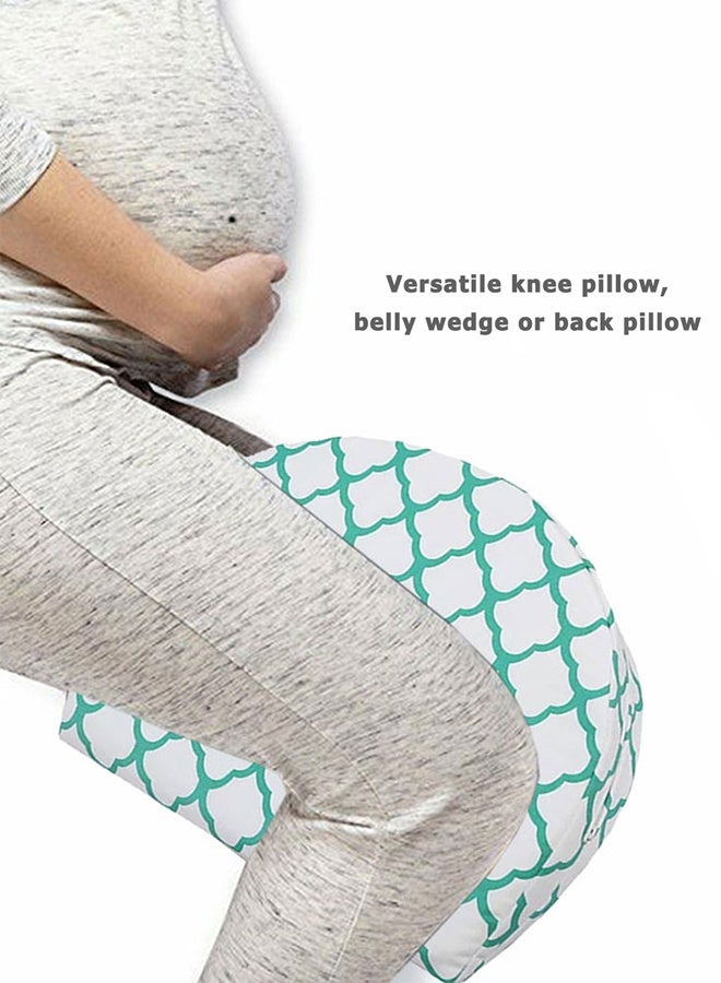 CATANES Pregnancy 1 Pack Pillow Wedge For Sleeping belly Support, Maternity Wedge Pillow White Green - Image 2