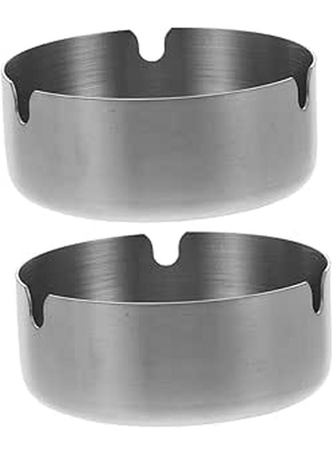 Stainless Steel Ashtray 8Cm Diameter Compact Cigarette Ash Holder for Home Office Outdoor - Image 1