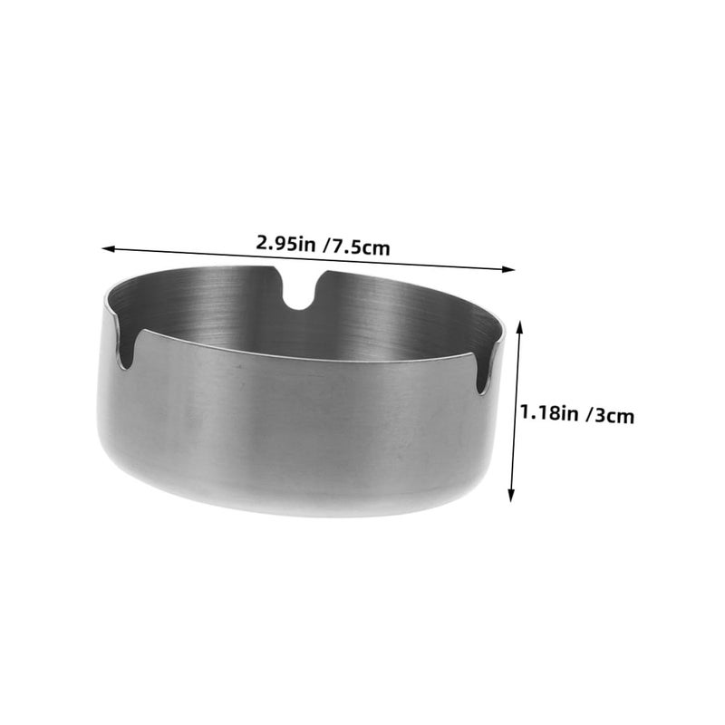 Stainless Steel Ashtray 8Cm Diameter Compact Cigarette Ash Holder for Home Office Outdoor - Image 3
