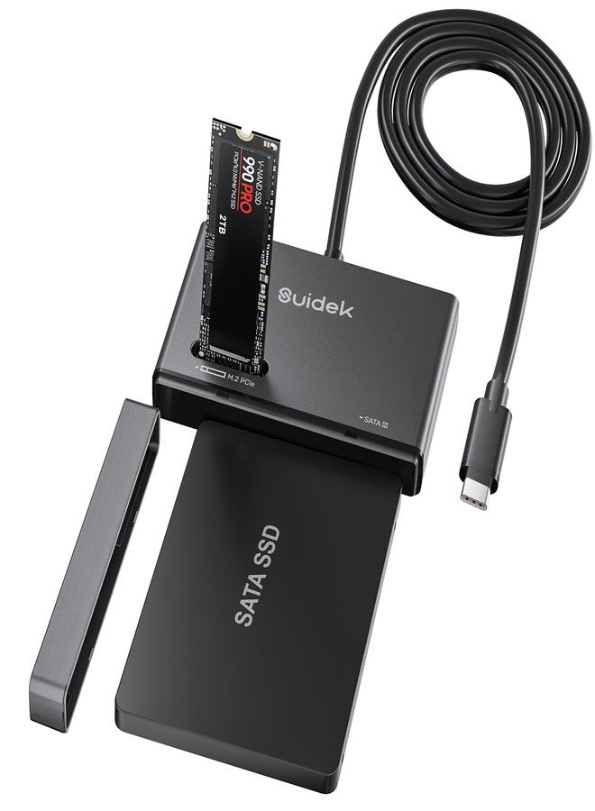 SUIDEK M.2 NVMe SSD Enclosure Adapter, Type-C 10Gbps to M.2 and SATA Hard Drive Reader, External M2 PCIe NVMe SSD Enclosure Compatible with (M Key & M+B Key) Any Size and 2.5"/3.5" SATA Solid State - Image 1
