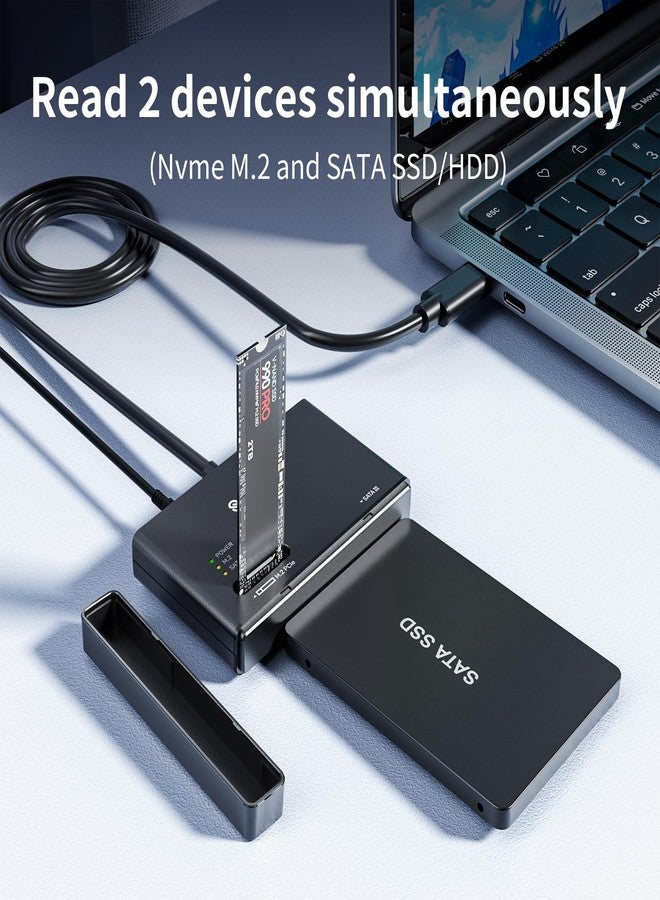 SUIDEK M.2 NVMe SSD Enclosure Adapter, Type-C 10Gbps to M.2 and SATA Hard Drive Reader, External M2 PCIe NVMe SSD Enclosure Compatible with (M Key & M+B Key) Any Size and 2.5"/3.5" SATA Solid State - Image 5