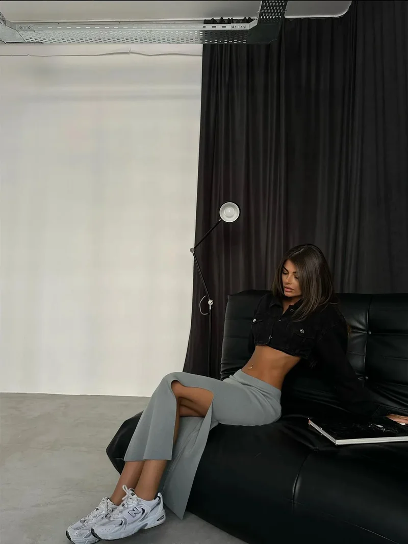 HICCUP Mid Rise Slit Maxi Skirt