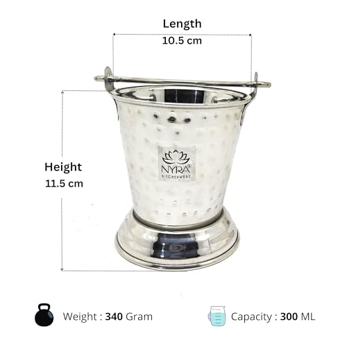 Nyra® Stainless Steel Mini Serving Bucket | Hammered Balti for Dal, Gravies, Raita & Vegetables | Premium Tableware & Serveware, Ideal for Home Kitchens, Restaurants, dhabas, and buffets. - Image 4