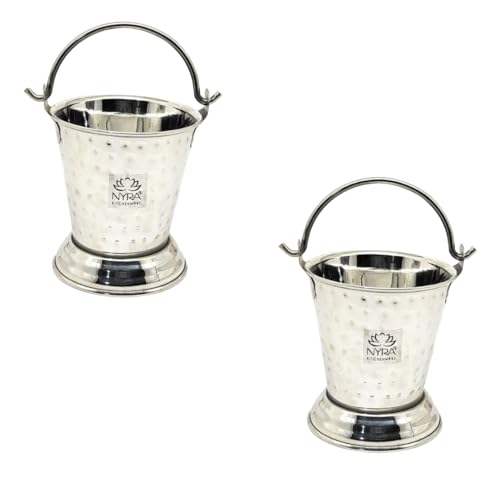 Nyra® Stainless Steel Mini Serving Bucket | Hammered Balti for Dal, Gravies, Raita & Vegetables | Premium Tableware & Serveware, Ideal for Home Kitchens, Restaurants, dhabas, and buffets. - Image 1