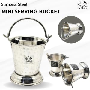 Nyra® Stainless Steel Mini Serving Bucket | Hammered Balti for Dal, Gravies, Raita & Vegetables | Premium Tableware & Serveware, Ideal for Home Kitchens, Restaurants, dhabas, and buffets. - Image 5