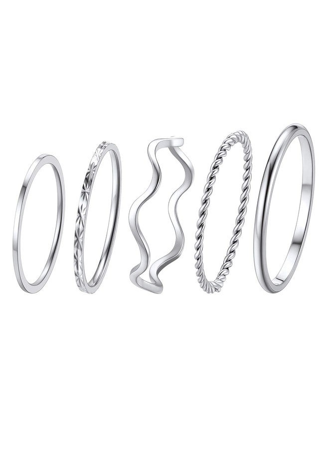 PROSTEEL Stackable Stacking Rings For Women Stainless Steel Band Knuckle Midi Finger Ring Set Cute Dainty Rings - Image 1