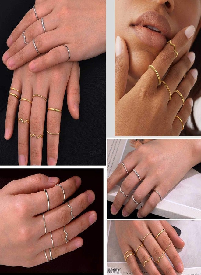 PROSTEEL Stackable Stacking Rings For Women Stainless Steel Band Knuckle Midi Finger Ring Set Cute Dainty Rings - Image 2