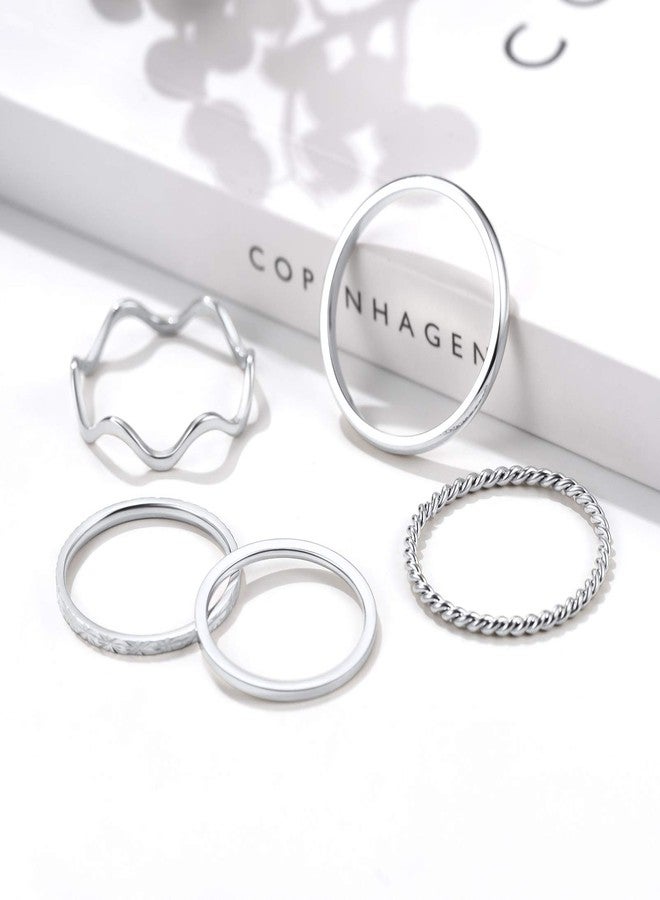 PROSTEEL Stackable Stacking Rings For Women Stainless Steel Band Knuckle Midi Finger Ring Set Cute Dainty Rings - Image 5