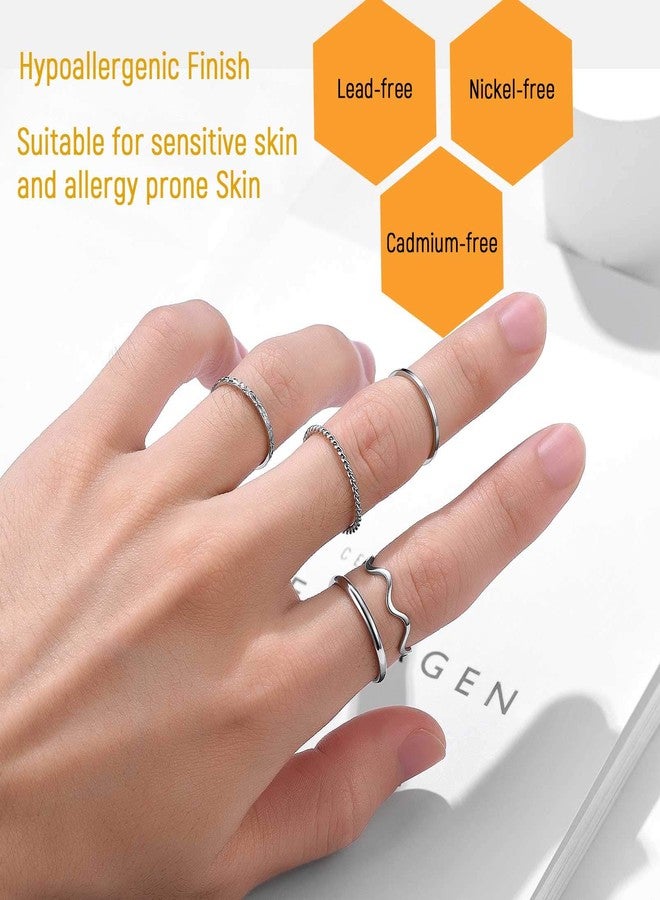 PROSTEEL Stackable Stacking Rings For Women Stainless Steel Band Knuckle Midi Finger Ring Set Cute Dainty Rings - Image 4