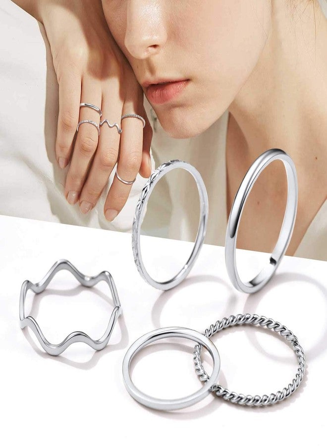 PROSTEEL Stackable Stacking Rings For Women Stainless Steel Band Knuckle Midi Finger Ring Set Cute Dainty Rings - Image 3