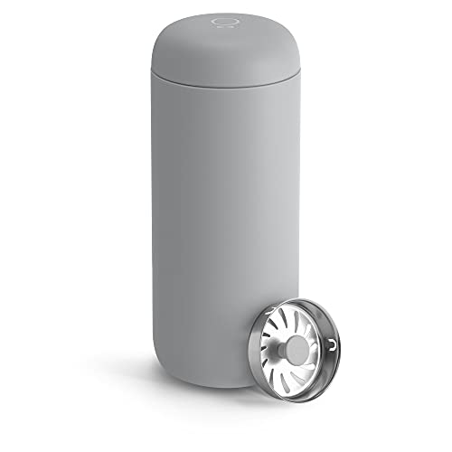 فيللو 16 أونصة كوب سفر كارتر موف معزول بالفراغ من الفولاذ المقاوم للصدأ كوب قهوة سفر مع داخلية خزفية وحماية من الرش رمادي غير لامع