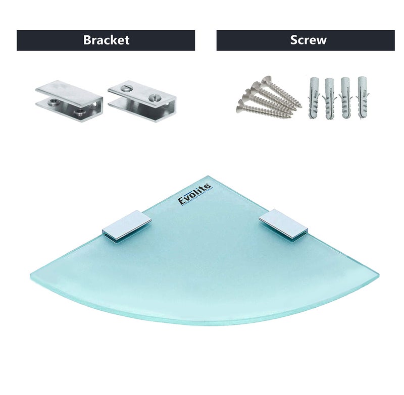 Evolite Tempered glass shelf for wal Living Room Corner and Rectangle Stand for Bathroom Racks & Shelves, Storage Shelf Wall Mounted Corner with Fitted Brackets(12x12 inch)(Pack of 3) - Image 5