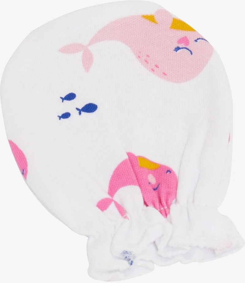 Breeze Newborn Baby Gloves Cute Dolphin Pattern White