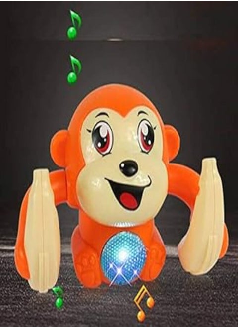 Vibgyor Vibes Light and Sound Funny Rolling Monkey with Banana (Multicolor)
