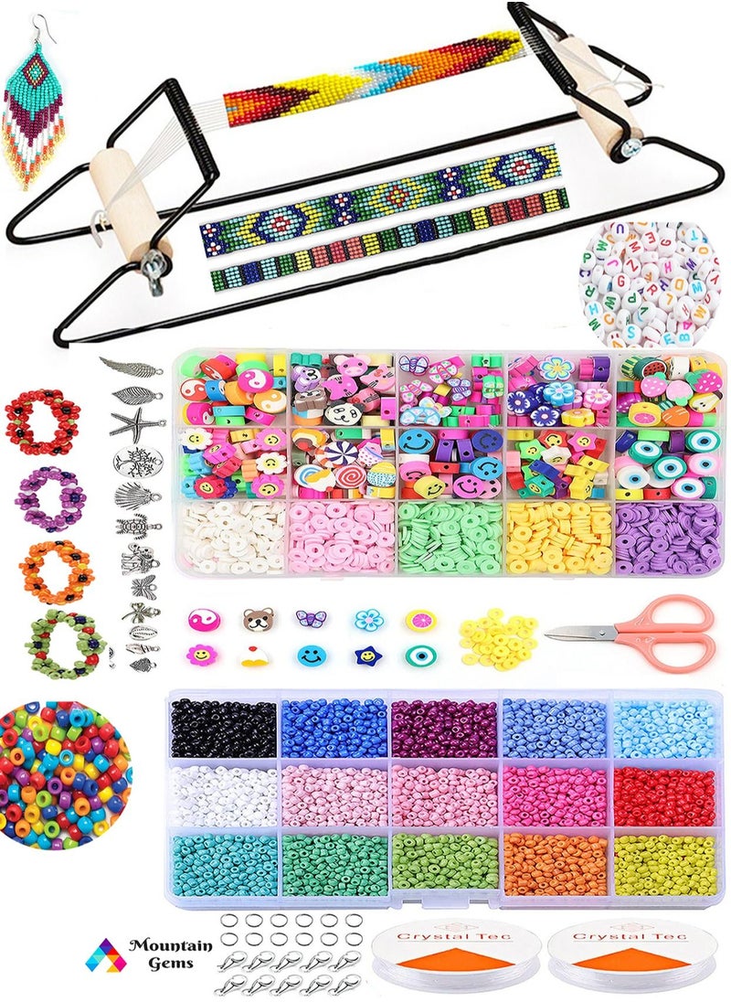 Mountain Gems - Frame Bead Loom Kit for Beaded Bracelets Earrings Belts Making Includes Seed Beads - Image 1