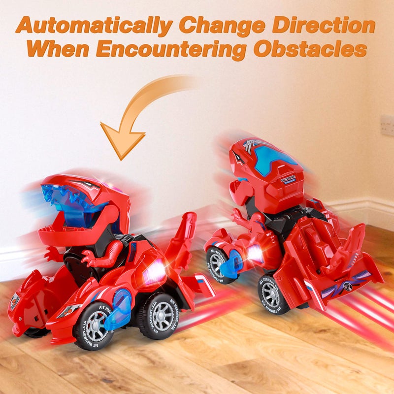 Hirger Transforming Car Dinosaur Toy for Kids 2-5: Dino Transformer Toy Car with Light Music for Toddlers 1-3 | Christmas Birthday Gifts for Boys Age 4-6 - Image 2