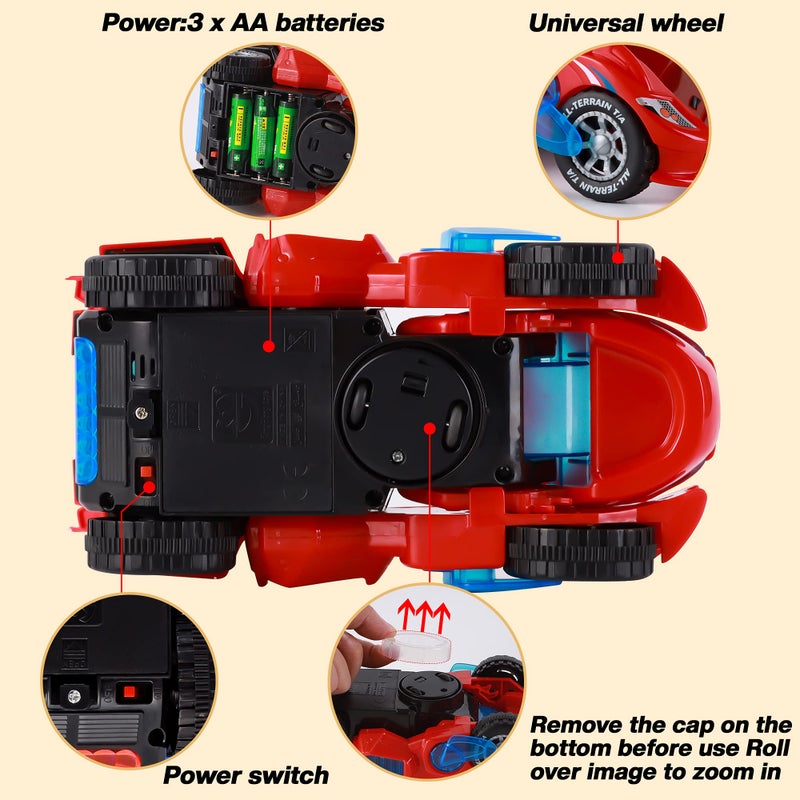 Hirger Transforming Car Dinosaur Toy for Kids 2-5: Dino Transformer Toy Car with Light Music for Toddlers 1-3 | Christmas Birthday Gifts for Boys Age 4-6 - Image 5