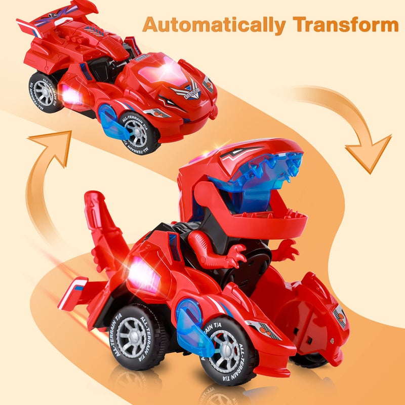 Hirger Transforming Car Dinosaur Toy for Kids 2-5: Dino Transformer Toy Car with Light Music for Toddlers 1-3 | Christmas Birthday Gifts for Boys Age 4-6 - Image 3