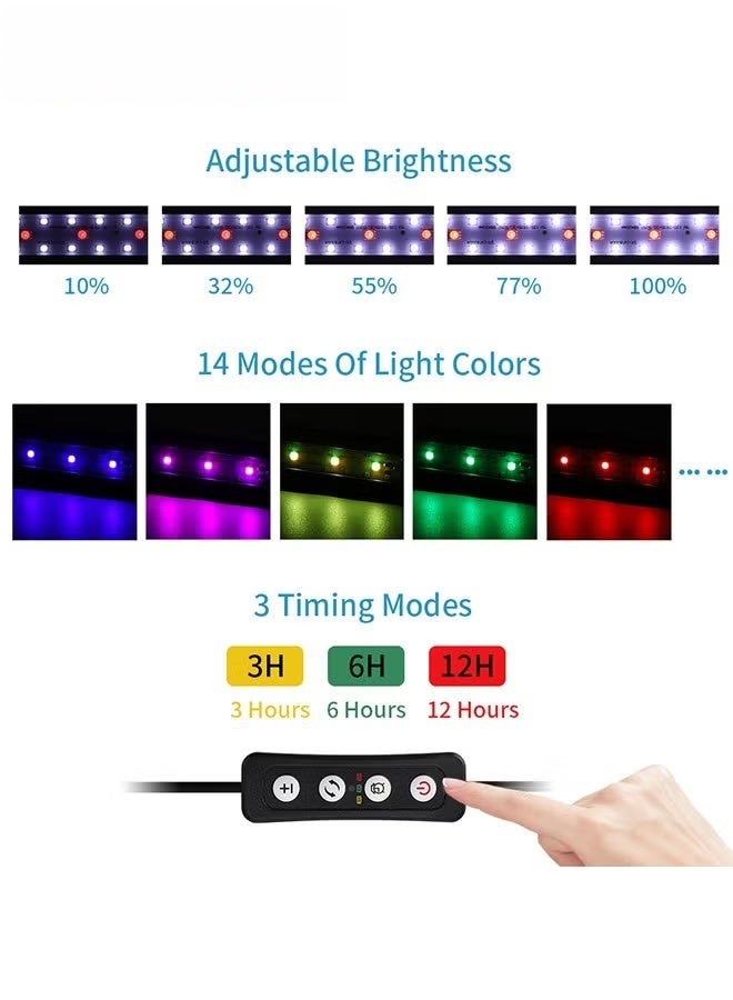 LED ضوء حوض السمك,ضوء خزان الأسماك الطيف الكامل,مؤقت قابل للتعديل,ضوء خزان الأسماك في المياه العذبة,14 أوضاع الإضاءة مع كثافة قابلة للتعديل,6 واط,, - Image 4