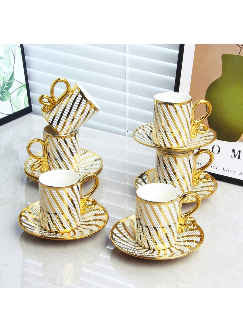 BYART 12-Piece Porcelain Turkish Coffee Cup Ceramic Cup Handmade Teacup Set Box 100 Ml - Image 2