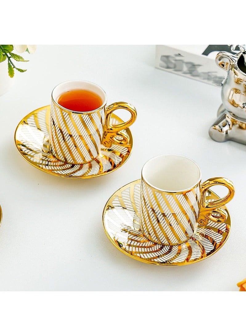 BYART 12-Piece Porcelain Turkish Coffee Cup Ceramic Cup Handmade Teacup Set Box 100 Ml - Image 5