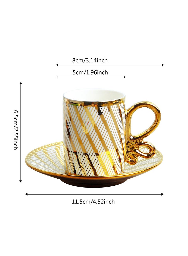 BYART 12-Piece Porcelain Turkish Coffee Cup Ceramic Cup Handmade Teacup Set Box 100 Ml - Image 4