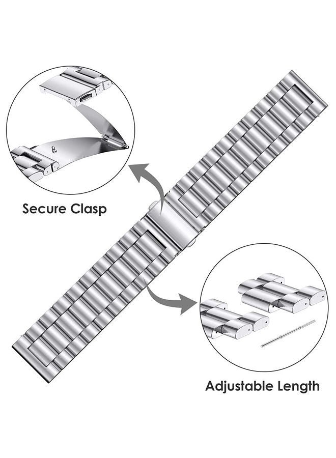 O Ozone Metal Band For Samsung Galaxy Watch 7 6 5 4 FE 40mm 44mm 45mm/Galaxy Watch 6 4 Classic 43mm 47mm 42mm 46mm Stainless Steel Replacement Strap - Silver  - Image 3