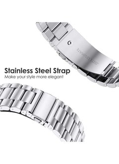 O Ozone Metal Band For Samsung Galaxy Watch 7 6 5 4 FE 40mm 44mm 45mm/Galaxy Watch 6 4 Classic 43mm 47mm 42mm 46mm Stainless Steel Replacement Strap - Silver  - Image 4