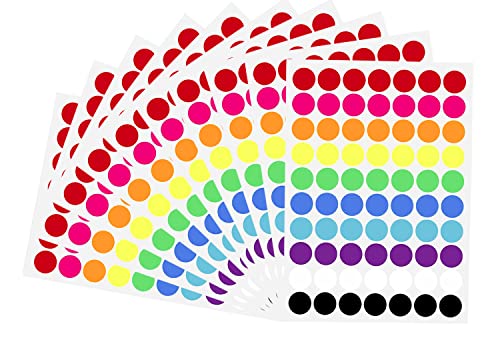 MTRSOCHO 700 PCS Dot Stickers 3/4 Inch Color Coding Labels Round Colored Dot Stickers, 10 Assorted Color Colorful Coding Label Circle Sticker for Toddler Office Student Classroom, 70 Labels/Sheet - Image 1