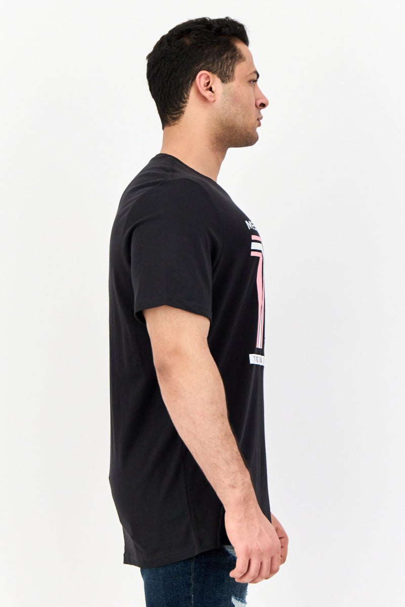 MESSI Men Round Neck Short Sleeves Graphic Print T-shirt, Black - Image 2