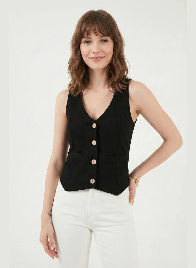 Lela  Lela Fittili Regular Fit V-Neck Buttoned Vest Women's VEST 5866559 for Women | Best Price UAE