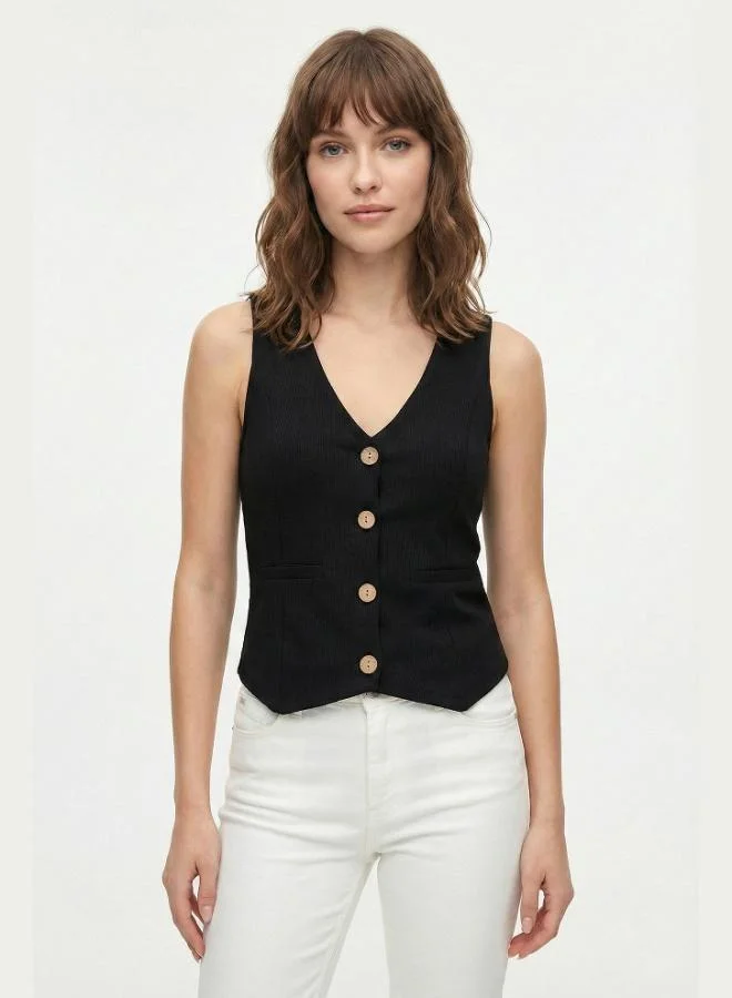 Lela  Lela Fittili Regular Fit V-Neck Buttoned Vest Women's VEST 5866559 for Women | Best Price UAE