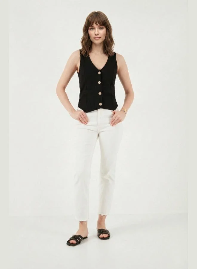 Lela  Lela Fittili Regular Fit V-Neck Buttoned Vest Women's VEST 5866559 for Women | Best Price UAE