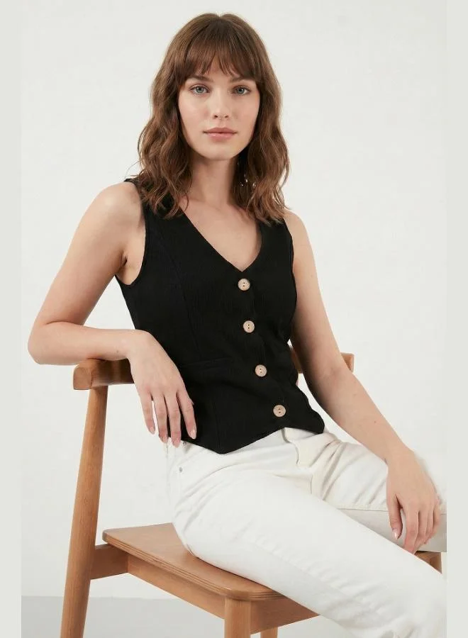Lela  Lela Fittili Regular Fit V-Neck Buttoned Vest Women's VEST 5866559 for Women | Best Price UAE