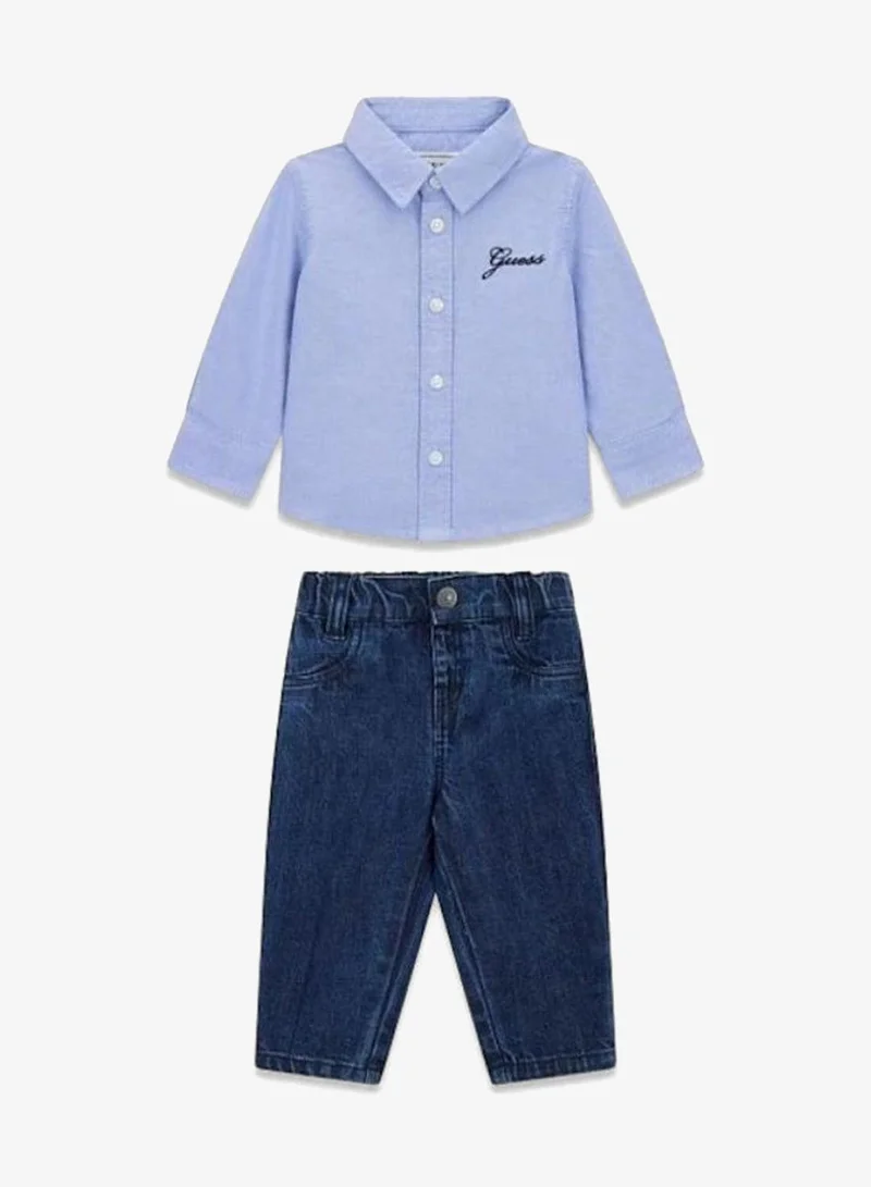 GUESS Infant Long Sleeve And Denim Pants Set