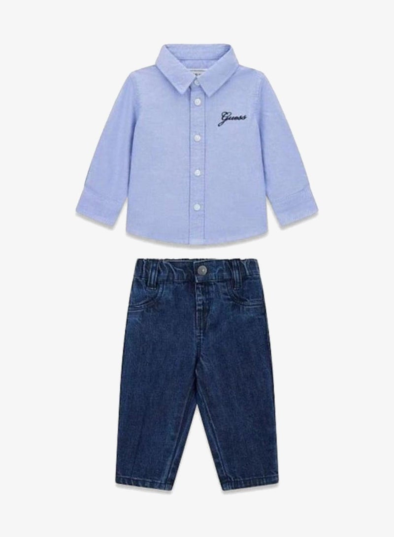 GUESS Infant Long Sleeve And Denim Pants Set - Image 2