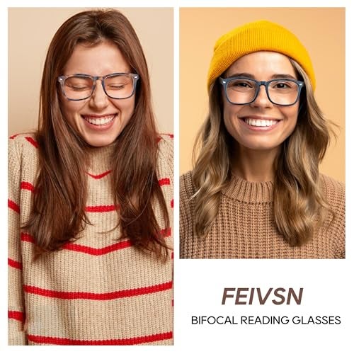 FEIVSN 3 Pack Bifocal Reading Glasses for Women Men Bi-focal Readers PC Frame Fixed Hinge Dual Focal Clear Top Eyewear,+1.25 - Image 4