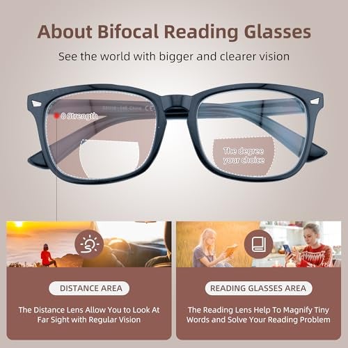 FEIVSN 3 Pack Bifocal Reading Glasses for Women Men Bi-focal Readers PC Frame Fixed Hinge Dual Focal Clear Top Eyewear,+1.25 - Image 5