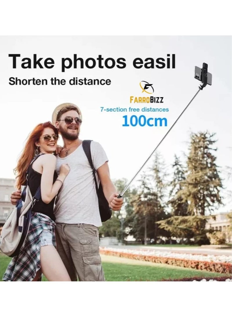 ELTRAZONE Foldable Tripod Monopod Selfie Stick Blue tooth With Wireless Button Shutter Selfie Stick With LED For iOS Android - Image 4