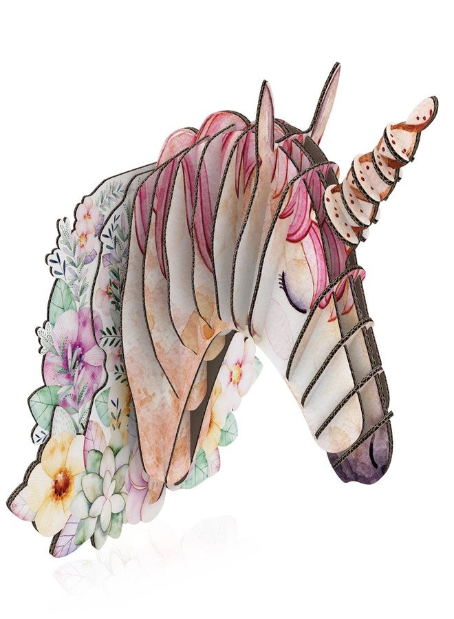 CoziTech 3D Unicorn Wall Décor Cardboard Mount Wall Art Cute Pink Purple 3D Wall Decoration for Girls Bedroom Dorm Rome Colorful Flower Unicorn Fairy Décor Birthday Gift for Girls Teens Kids - Image 1