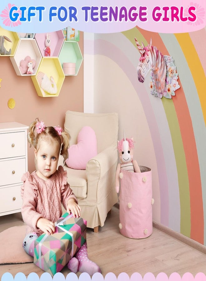 CoziTech 3D Unicorn Wall Décor Cardboard Mount Wall Art Cute Pink Purple 3D Wall Decoration for Girls Bedroom Dorm Rome Colorful Flower Unicorn Fairy Décor Birthday Gift for Girls Teens Kids - Image 2
