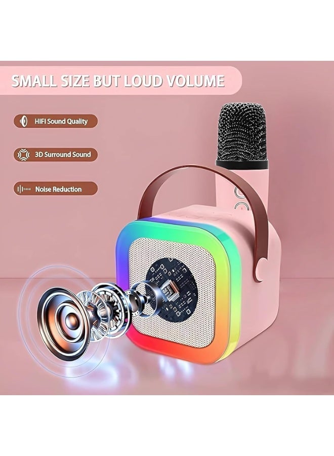 Portable Mini Karaoke Machine, Karaoke Speaker with 2 Mini Kids Bluetooth Microphones, Toy Present for 8-10 Years Old Girls, Boys, Adults, Party, Family KTV, Outdoor, Travel, Birthday, Pink - Image 5