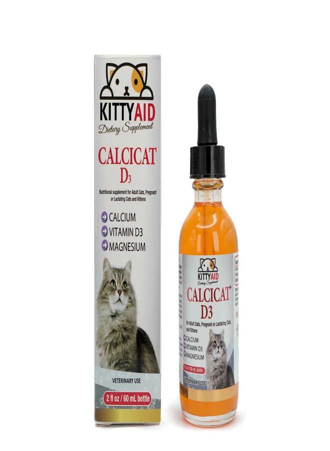 مكمل غذائي Calcicat D3 من شركة Interfarma Corp | عظام صحية للقطط، ومكمل لدعم المفاصل للقطط | مع الكالسيوم وفيتامين D3 وكبريتات المغنيسيوم | بنكهة البرتقال، قطرات للأطفال. - Image 1